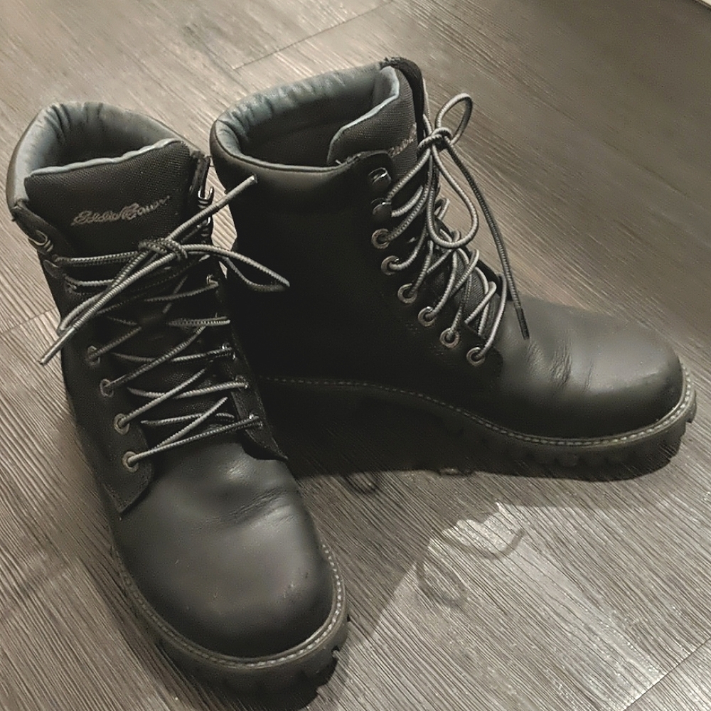 Eddie Bauer black waterproof work boots